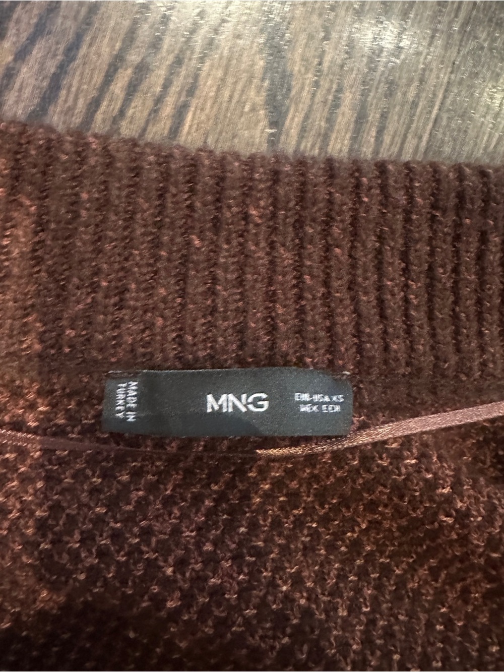 Mango Rust-Brown Textured Knit Cardigan with Gold Buttons - Picture 3 of 3